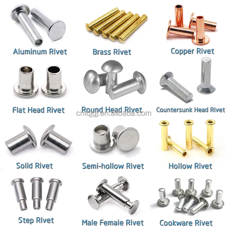 Aluminium Flat Thin Head Iron Rivet Solid Rivet Handle Knock Rivet Kit for Brake and Clutch Lining in Bright Finish Easy