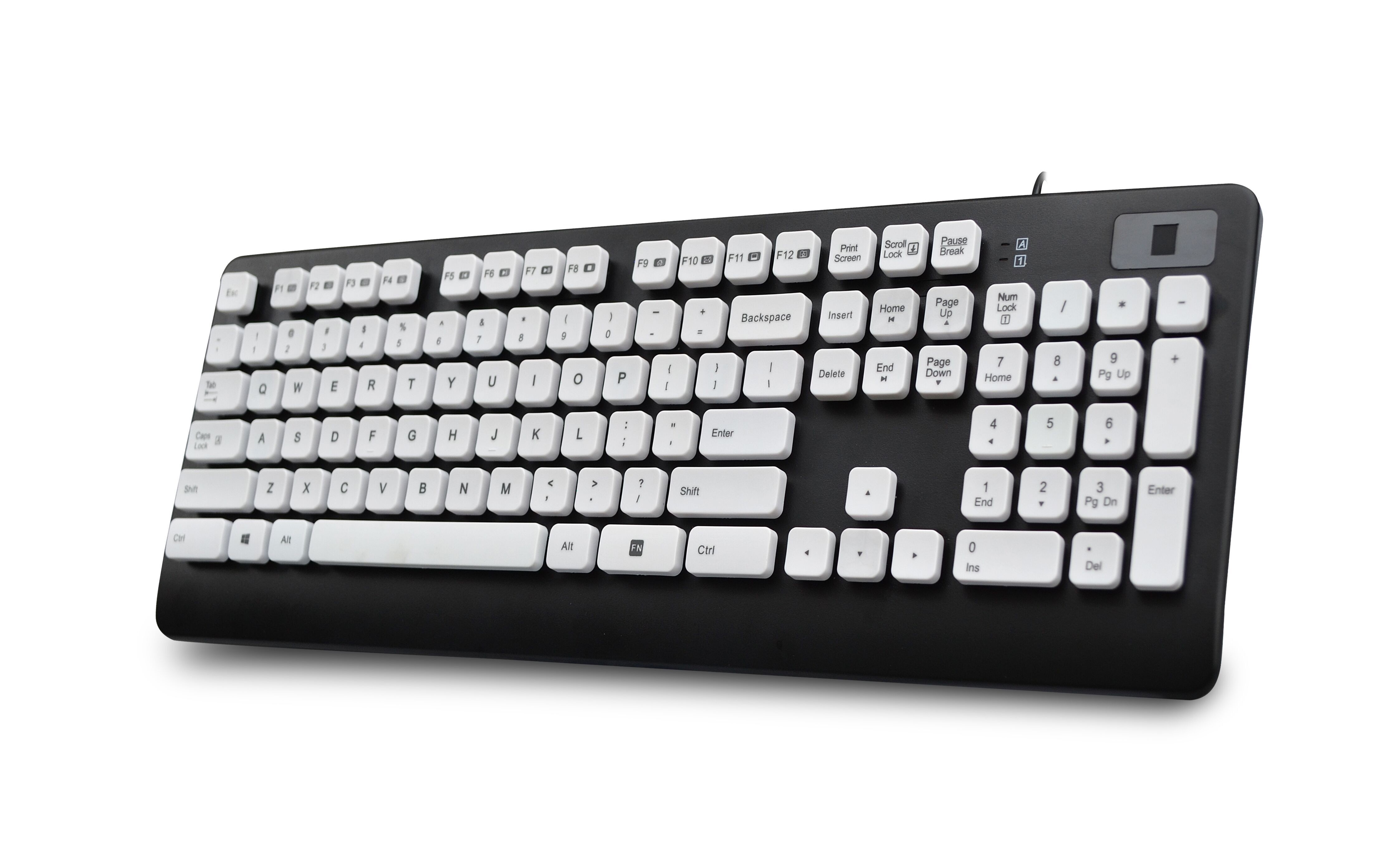 USB Plastic Keyboard With Fingerprint Reader Function Keys Multimedia Keys And Numeric Keys