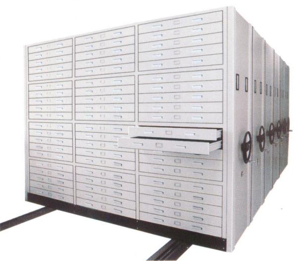 Quality Drawing Collection Mobile Library Shelving , High Density Filing System Safety for sale