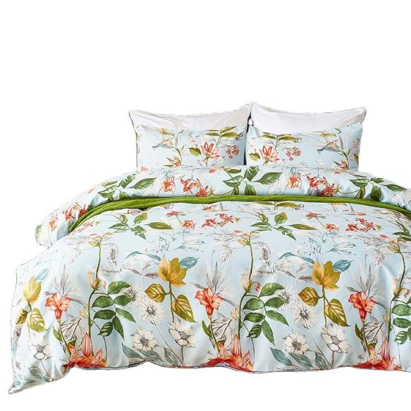 Quality 300tc Thread Count Nature Colors Floral Design Knitted Cotton Sheet Set for sale
