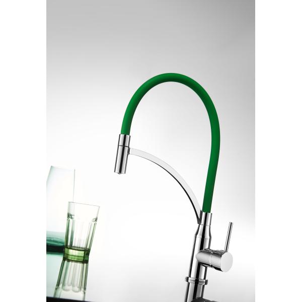 Silicone Hose Chrome Finish Kitchen Mixer Faucet Water Saving Corrosion Resistance