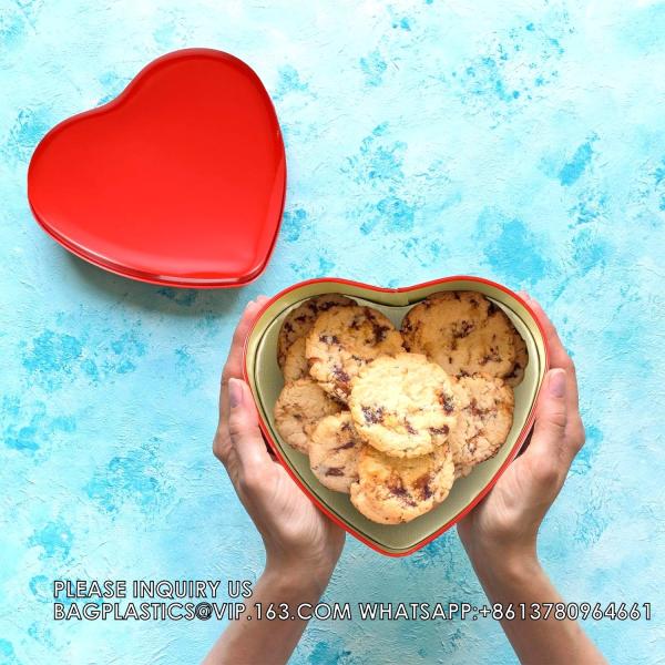 Red Heart Shaped Metal Tins With Lids Valentine'S Day Candy Boxes Biscuits Jar Tin Box Candy Chocolate Boxes Heart