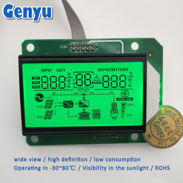 Lcd Genyu Monochrome Cob Design TN/HTN/STN/FSTN Display Modules 7 Segment Lcd Board 76*58 mm Display Size and Green LEDs