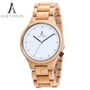 China ALK Vision Wood watch male female couple watches maple wooden wrist watch for men women ladies Lovers Watch casual white wholesale