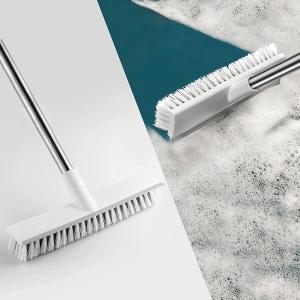 2 In 1 Stiff Bristle Floor Scrub Brush With Long Handle 15.7 To 45.6 26cm Wide