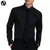 Quality New fashion solid black slim fit shirts pattern shirt men's long sleeve casual shirt for sale