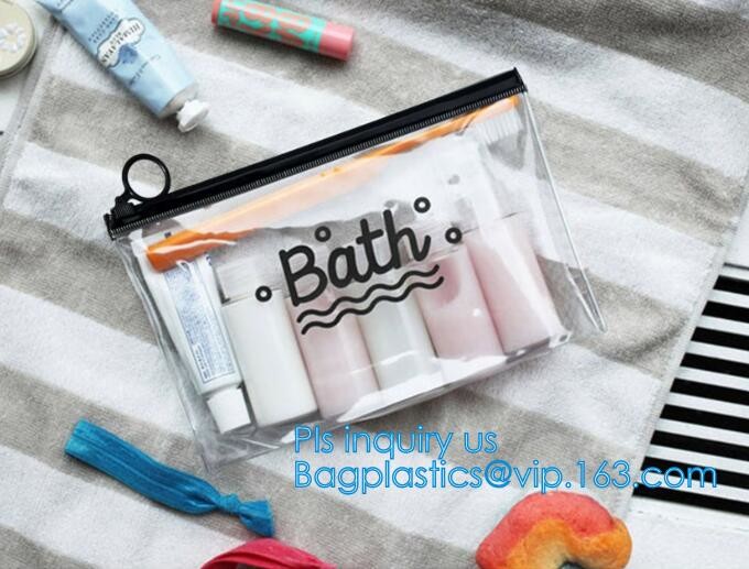 Custom waterproof pvc slider zipper wet bikini bag, zipper lock slider bag/resealable pvc slider zip poly bag, resealabl