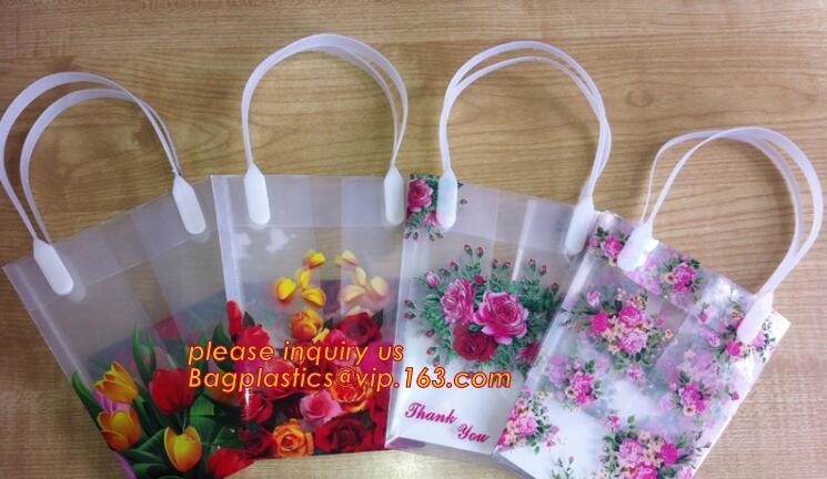 Promotional customized high quality soft loop plastic cloth bag,manufacturer custom soft loop handle polyethylene PE pla