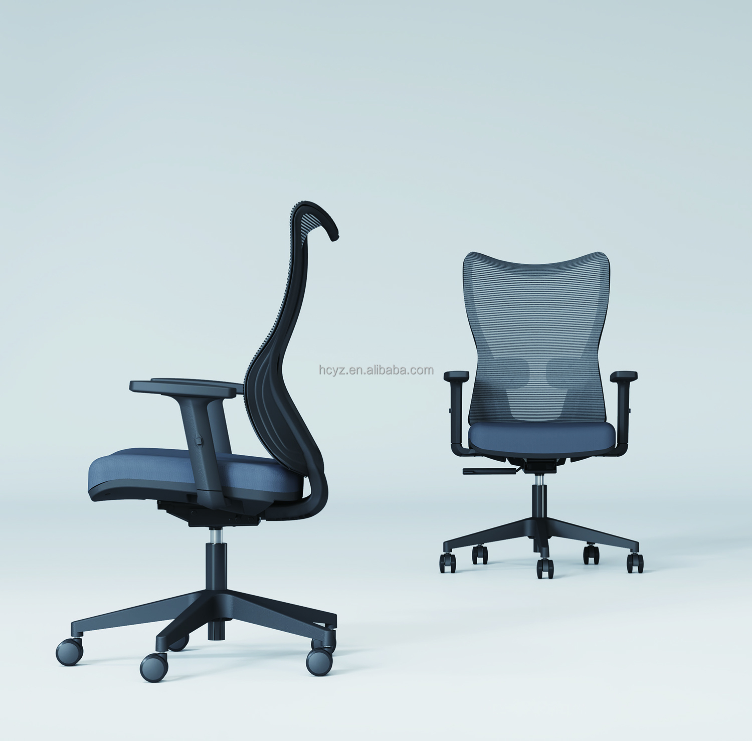 Adjustable Armrest Swivel Office Chair for Staff Conference Room Mid Back Mesh Design