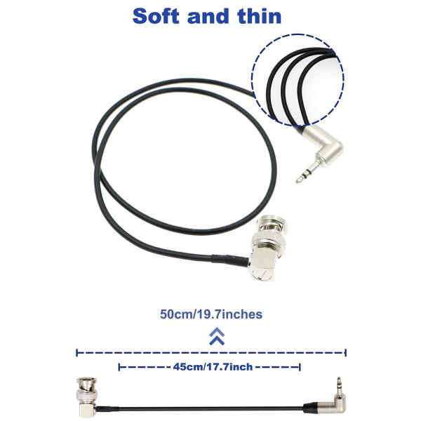 Tentacle Right Angle 3.5mm TRS To Straight Audio BNC Timecode Cable HIFI Assembly