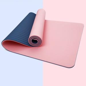 China Two Color TPE 0.61m Workout Yoga Mat 2 Inch Thick Rapid Resilience wholesale