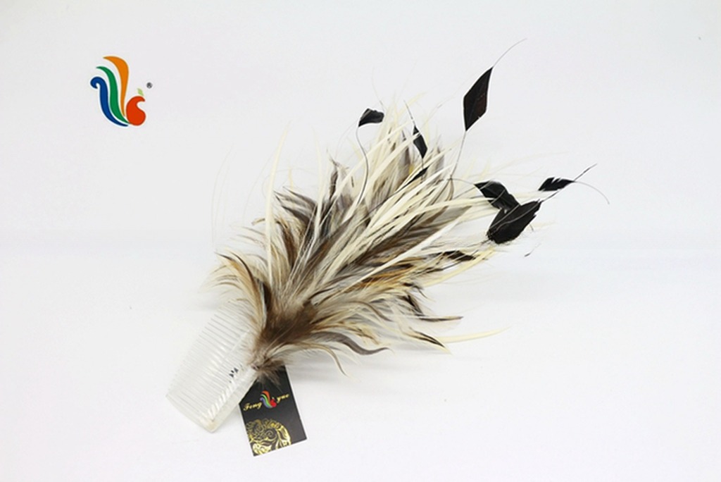 15*30 cm Goose Feather Millinery Supplies with Stripped Coque and Hackle Flower Mount