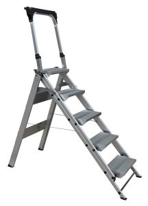 5 Steps Domestic Aluminum Step Ladders Stool with Handle and Tool Tray