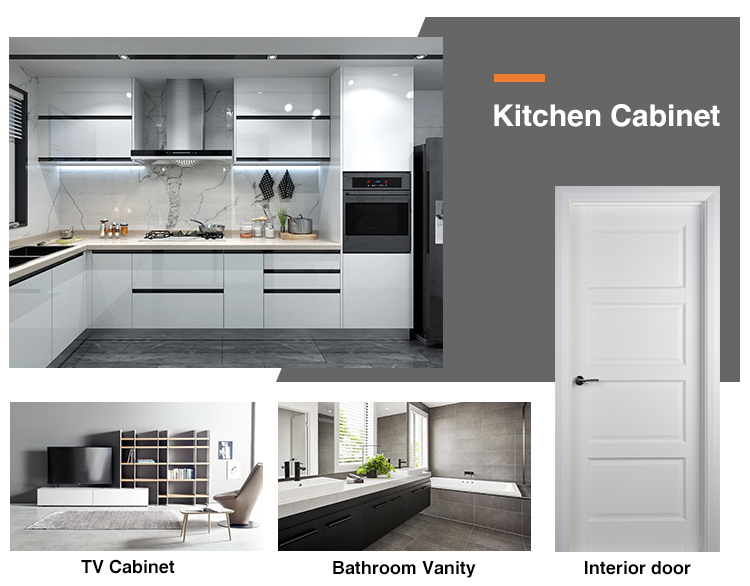 Faucet Accessories Dark Glass Panel Solid Wood Modular Kitchen Cabinets for Apartment