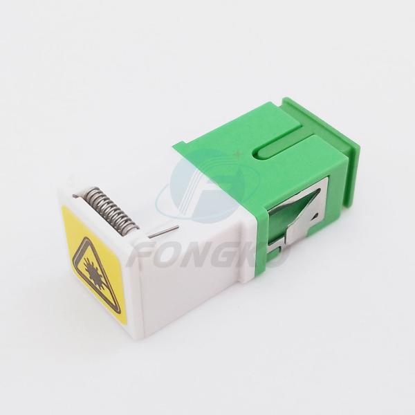 Quality White Auto Shutter Single Mode SC APC Coupler Optical with Metal Shrapnel Green for sale