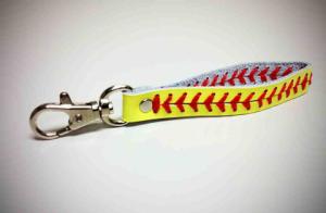 China softball keychain,fastpitch softball accessories softball seam keychains wholesale