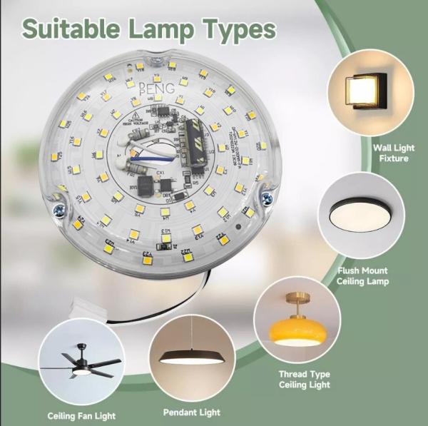 Quality Dia100mm Round Pcb Board 12w 15w  AC 110V 120V 230V 3.93'' Retrofit Light Kit For Ceiling Flush Light Ceiling Fan Light Replacement Panel PCB 18W 3000K 6000K 1800LM 120V CRI90 Dimmable for sale