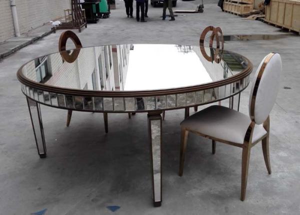 Quality Large Size Mirrored Dining Table Lacquer Painting Finish Customized Color for sale