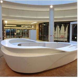 China Unique Curved Reception Counter , Solid Surface Hotel Reception Desk on sale