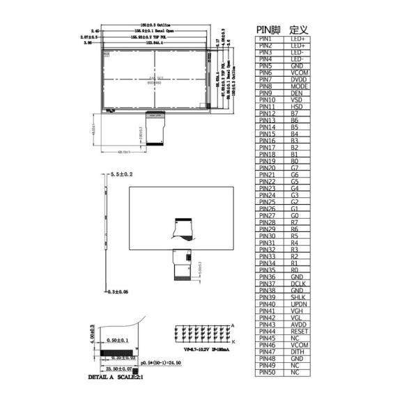 ROHS 1024*600 10.1 Inch Lcd Display , 600cd/m2 IPS LCD Module