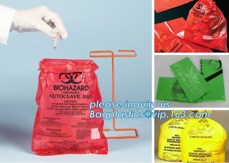 LDPE biohazard waste bin bags disposable medical autoclave bags, biohazard specimen bag plastic adhesive flat bag, bagea
