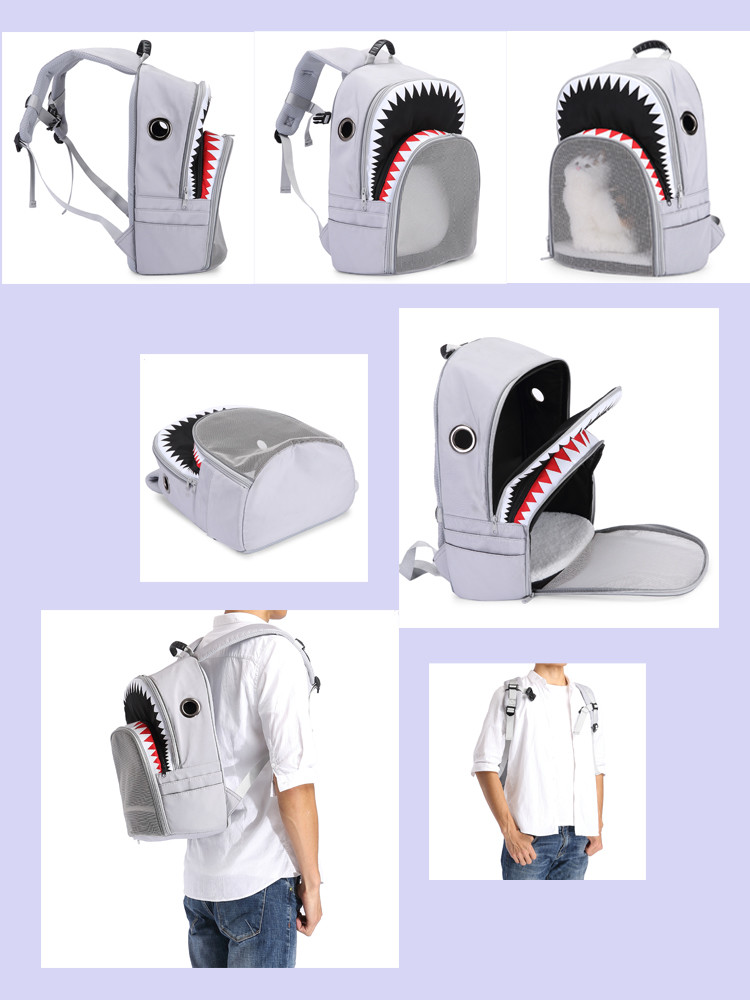 Custom 5kg Small Dog Carrier Backpack Shark Pattern Cat Holder Backpack Breathable OEM