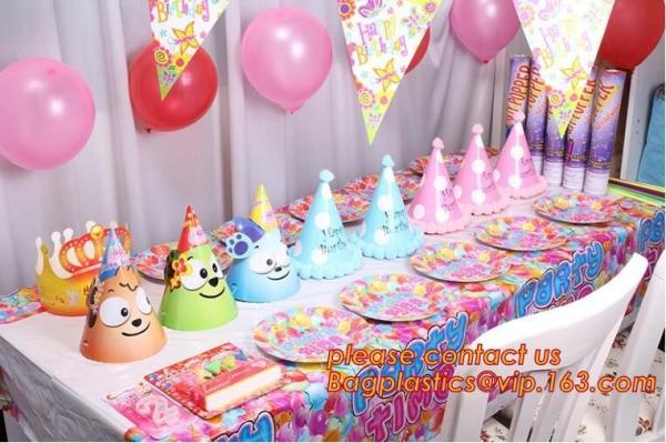 Quality cartoon theme party for kids happy birthday party tableware, Festival Pink Tablecover Supply,Transparent Rectangle Kitch for sale