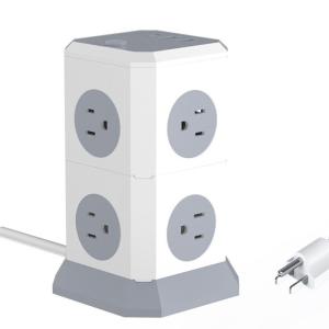 China Standard Grounding Custom Multi-Plug Power Strip Tower with Universal Charging Socket on sale