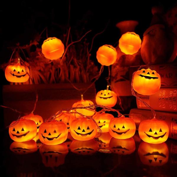 Halloween Party String Lights Pumpkin Decorative Festive Lights Battery Operated LED with Remote Home Party Mantle Fireplace