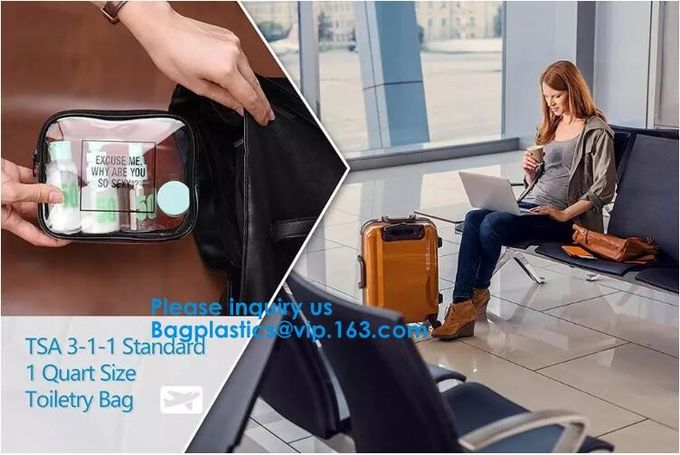Fashion Black Shaving Kit Travel Wash Bag Organizer PVC Waterproof Portable Gym Hanging Toiletry Bag for men