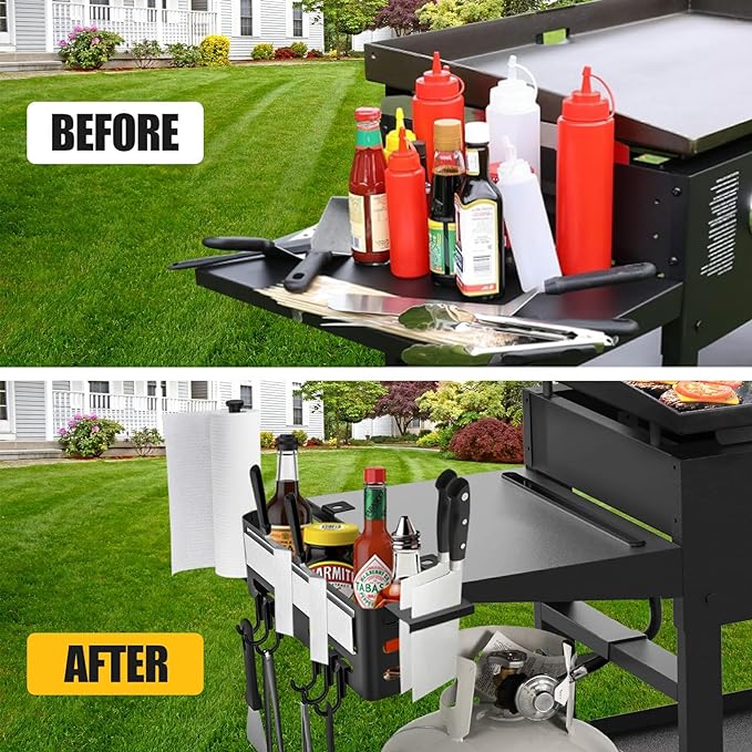 Space Saving Griddle Caddy for BBQ Tools Magnetic Tool Storage Box for Grilling Setup