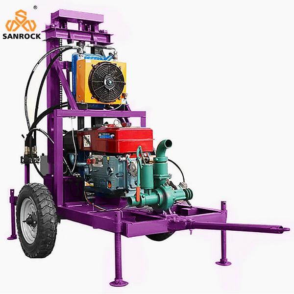 Portable Water Drilling Machine High Drilling Efficiency Trailer Mounted Water Well Drilling Rig Machine