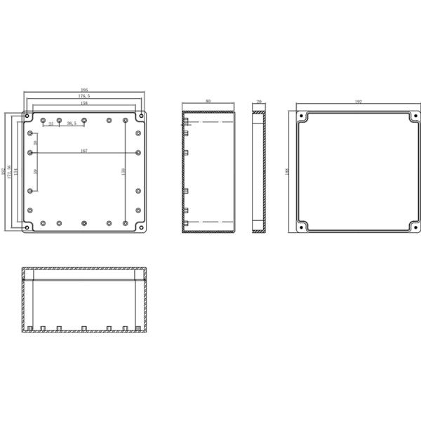 192x188x100mm ABS Enclosure Box