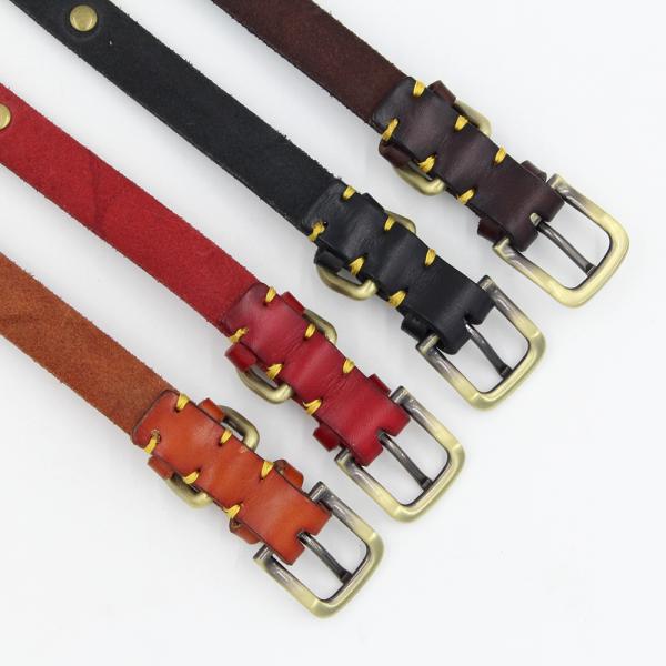 Handmade Stitching Dog Training Collar Copper Hardware First Layer Cowhide Collar Leather Dog Collar