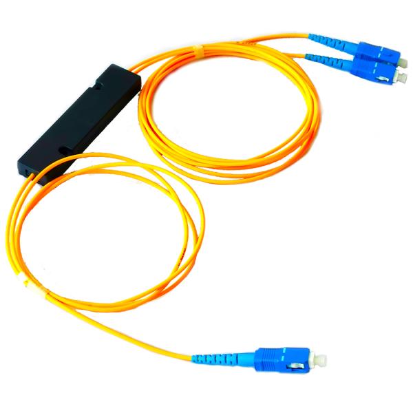 FTTH 1X2 SC UPC Fiber Cable Splitter Low Insertion Loss OEM Accepted