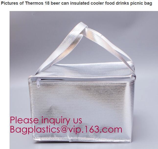 Custom Packing Aluminum Foil Zip-Lock Grocery Handle Thermal Insulation Cooler Bag For Outdoors,Promotional Insulated La