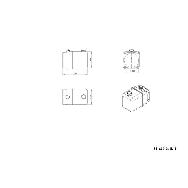 120mm Neck Size 2.5L Plastic Hydraulic Tanks , Hydraulic Oil Reservoir Tank