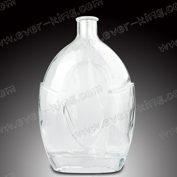 Oval Shape Clear 750ml Spirits Whiskey Glass Bottle
