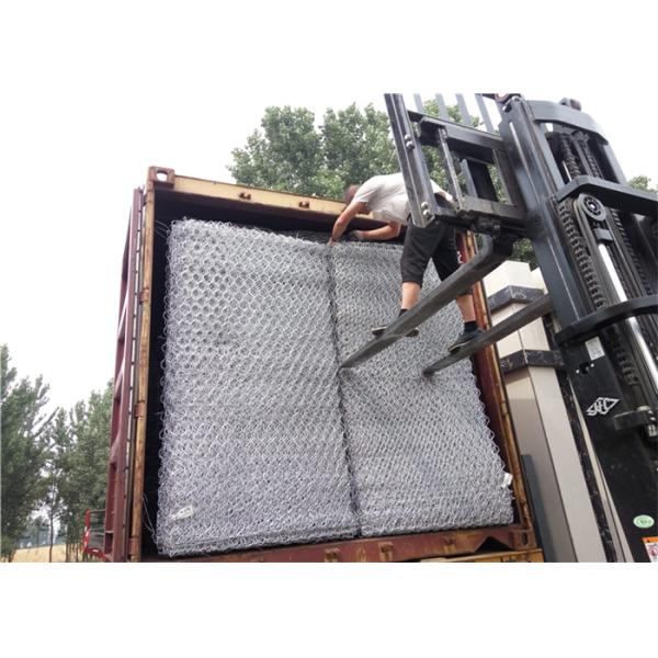 Silver Metal Gabion Wire Mesh / Hexagonal Double Twisted Wire Mesh Rolls