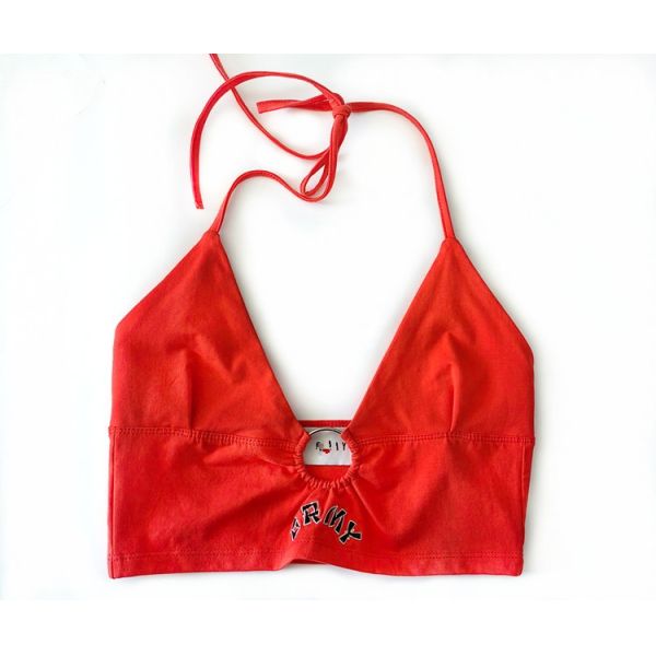 Womens top spring summer straptop featuring solid color design and embroidery logo technique available in various sizes
