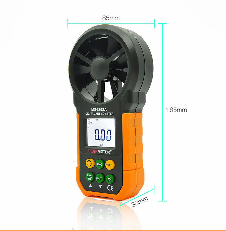 Hand Held Environmental Meter Air Volume Wind Velocity Meter Data Uploading Functions