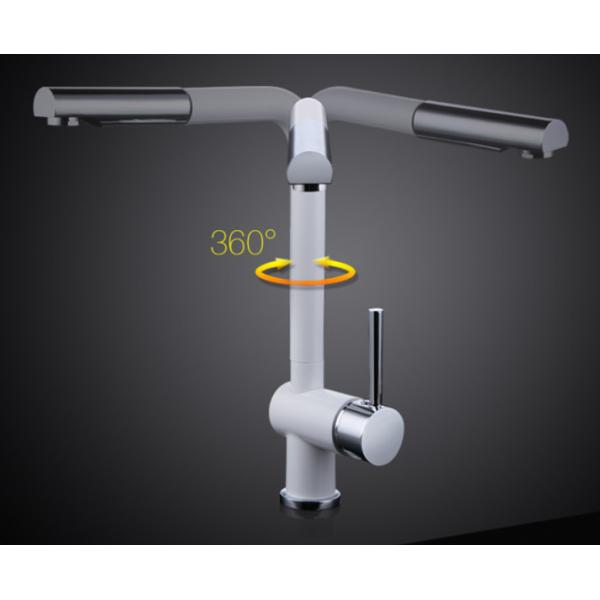 White Pull Out Rotatable Kitchen Scandinavian Copper Sink Faucet