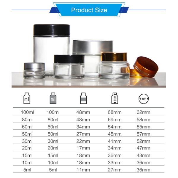 3ml 5ml 10ml 15ml 30ml 50ml 60ml 100ml 200ml 250ml Glass Container Cosmetic Cream Jars