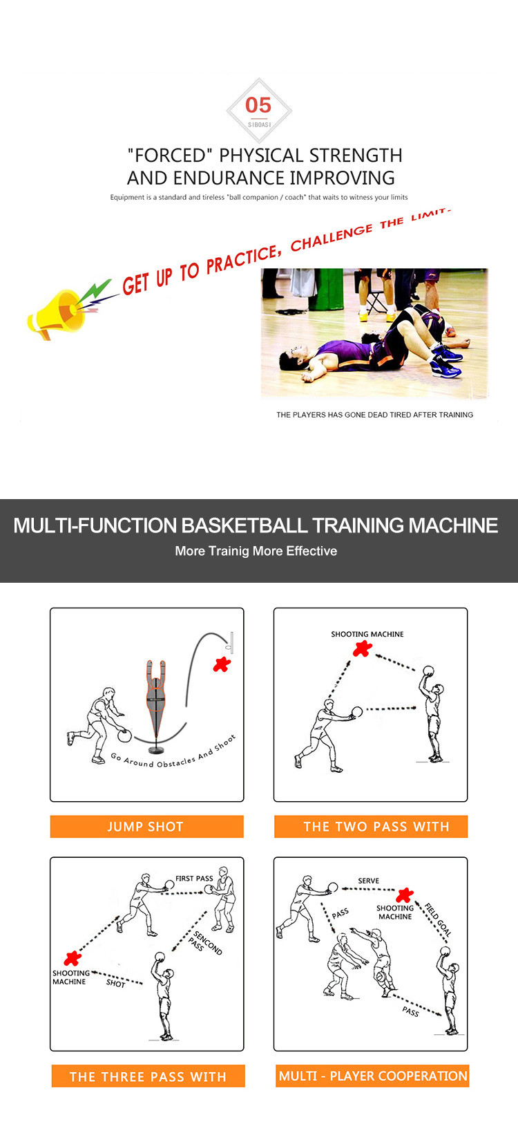 96W Basketball Shooting Machine , Adjustable Speed Automatic Rebounder