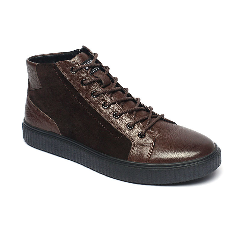 China Autumn Burgundy Pigskin Sock Lace Up Leather Boots wholesale