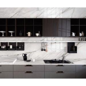 Hardness 6 Man Made Kitchen Worktops Polished White Marble Effect Quartz