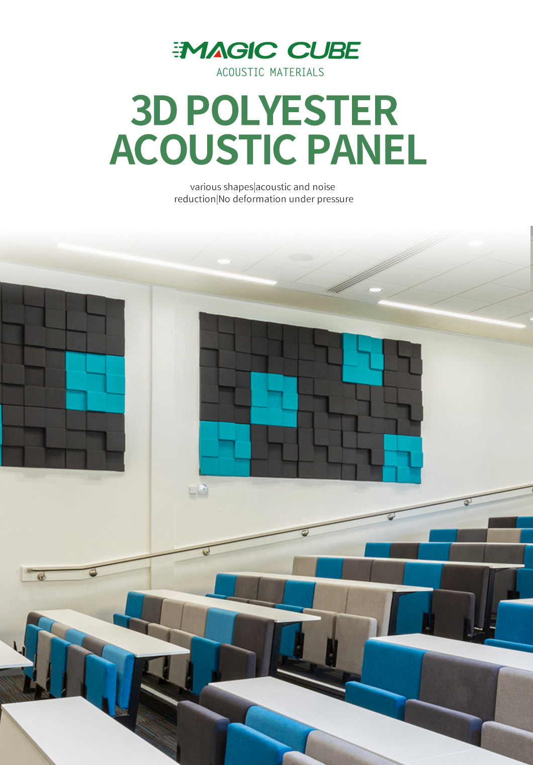 Multi Function Hall 3D Acoustic Panel Heat Insulation And Eco Friendly