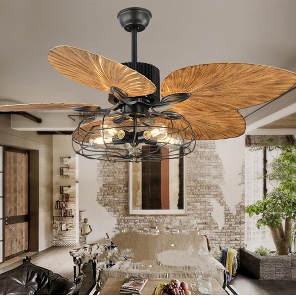 European-style retro ceiling fan remote control Ceiling Fans Restaurant Living Room ceiling light with fan(WH-CLL-12)