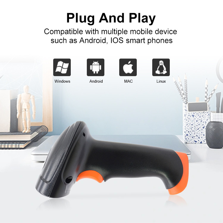 1D 2D USB Handheld Barcode Scanner QR Code Reader Android Barcode Scanning Gun