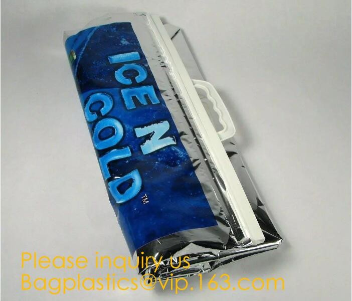 Custom Packing Aluminum Foil Zip-Lock Grocery Handle Thermal Insulation Cooler Bag For Outdoors,Promotional Insulated La